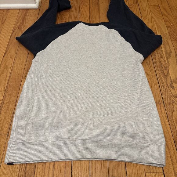 Faherty Baseball Sweater Crew Men’s Large Gray Navy Organic Casual Pullover - Picture 4 of 7